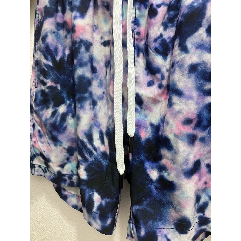 Zyia Swimwear Blue Crumple Medley Mens Small Swim Trunks Drawstring Mesh Tie Dye - Picture 3 of 9